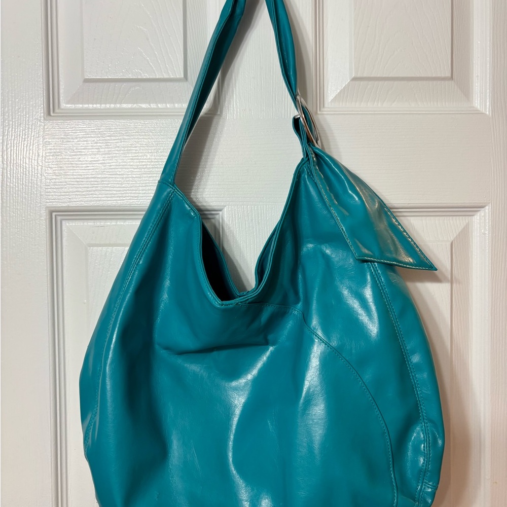 Teal Leather Hobo Bag